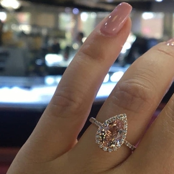 18K Rose Gold Filled Pear shape Morganite Ring - Picture 3 of 12